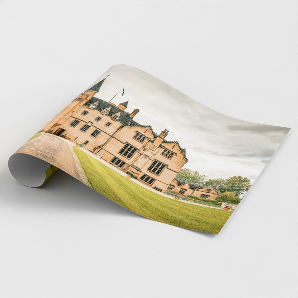 Rolled fine art print of Brodie Castle in Moray, Scotland, professionally printed from an original Soul of Alba Photography image.