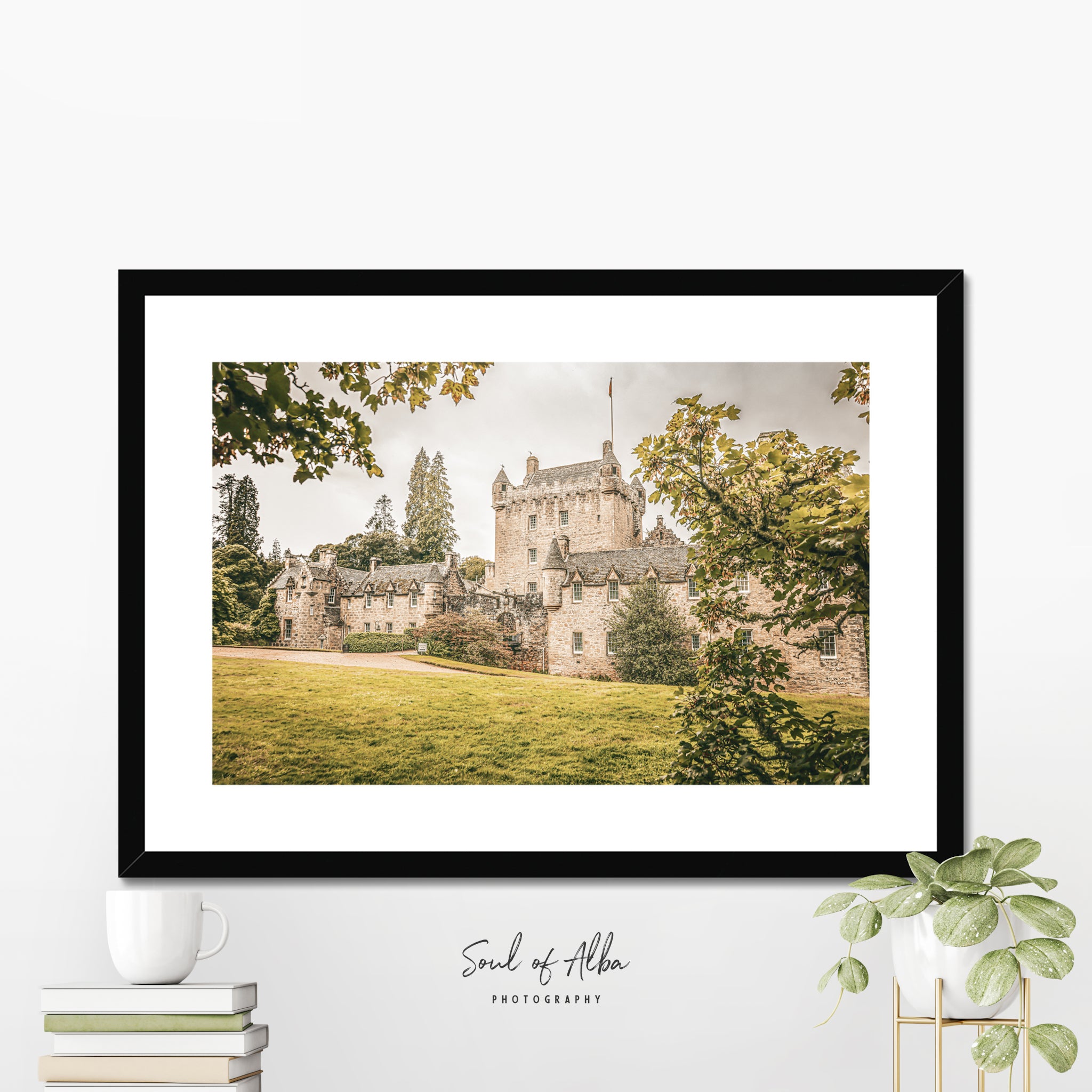 Cawdor Castle fine art print displayed as elegant wall décor in a contemporary home interior.