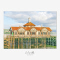 Fine art photograph of Dunoon Pier’s historic Victorian pier building reflected in the waters of the Firth of Clyde