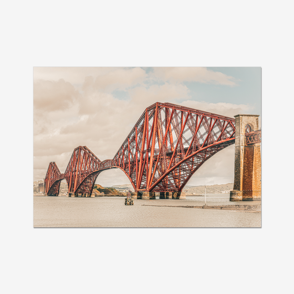 Forth Bridge fine art photography print in South Queensferry Scotland featuring iconic red railway bridge over the Firth of Forth