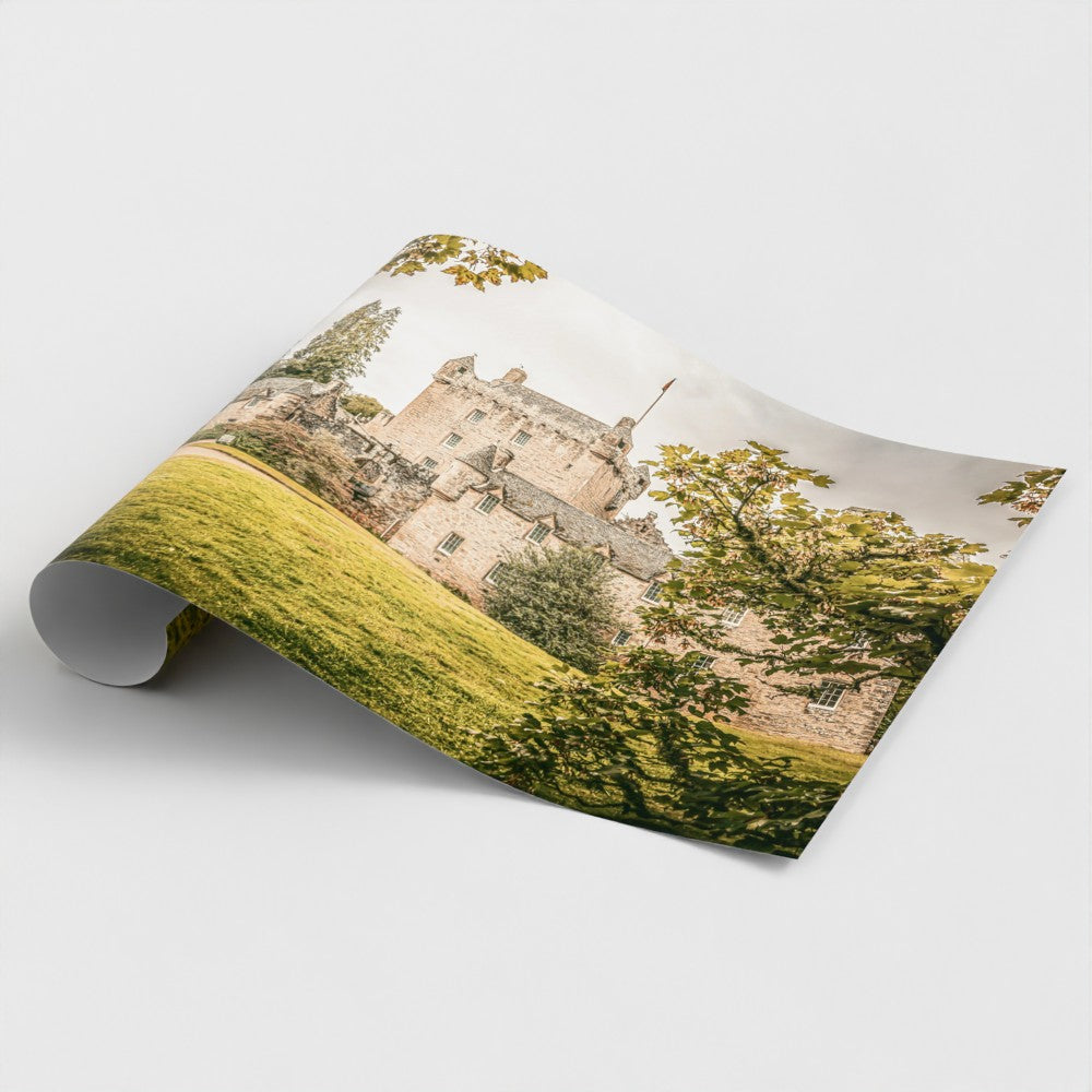 Rolled fine art print of Cawdor Castle, professionally printed on premium satin lustre photo paper and ready for framing.