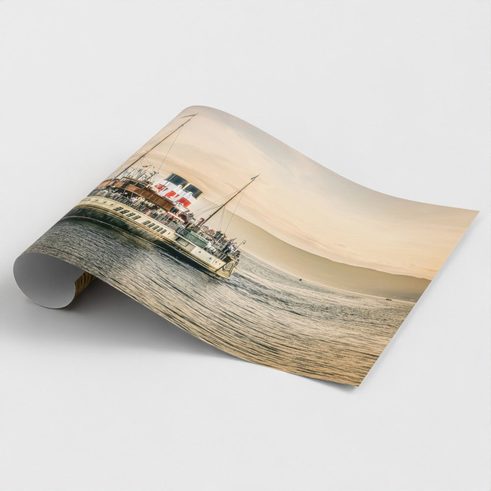Rolled fine art print of PS Waverley on the Clyde, professionally printed on premium satin lustre photo paper and ready for framing.
