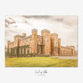Fine art photograph of Scone Palace in Perthshire showing its historic sandstone façade and ivy-covered walls.