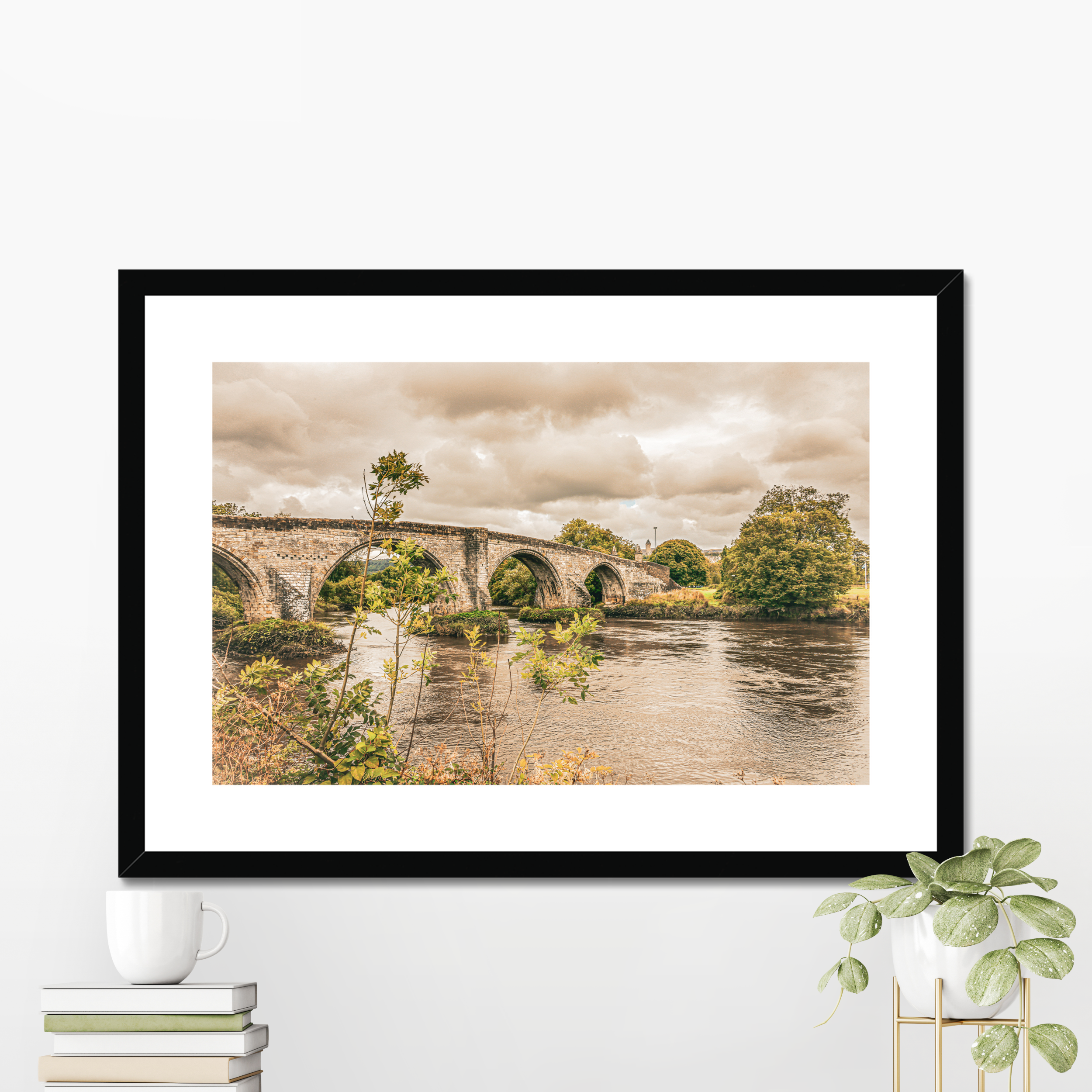 Framed Old Stirling Bridge wall art historic Stirling Scotland photography