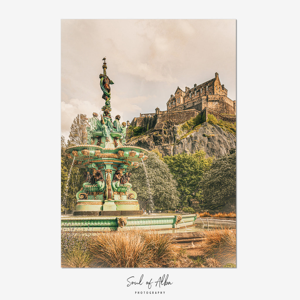 The Crown Above the Gardens | Ross Fountain & Edinburgh Castle fine art print - Soul of Alba Photography