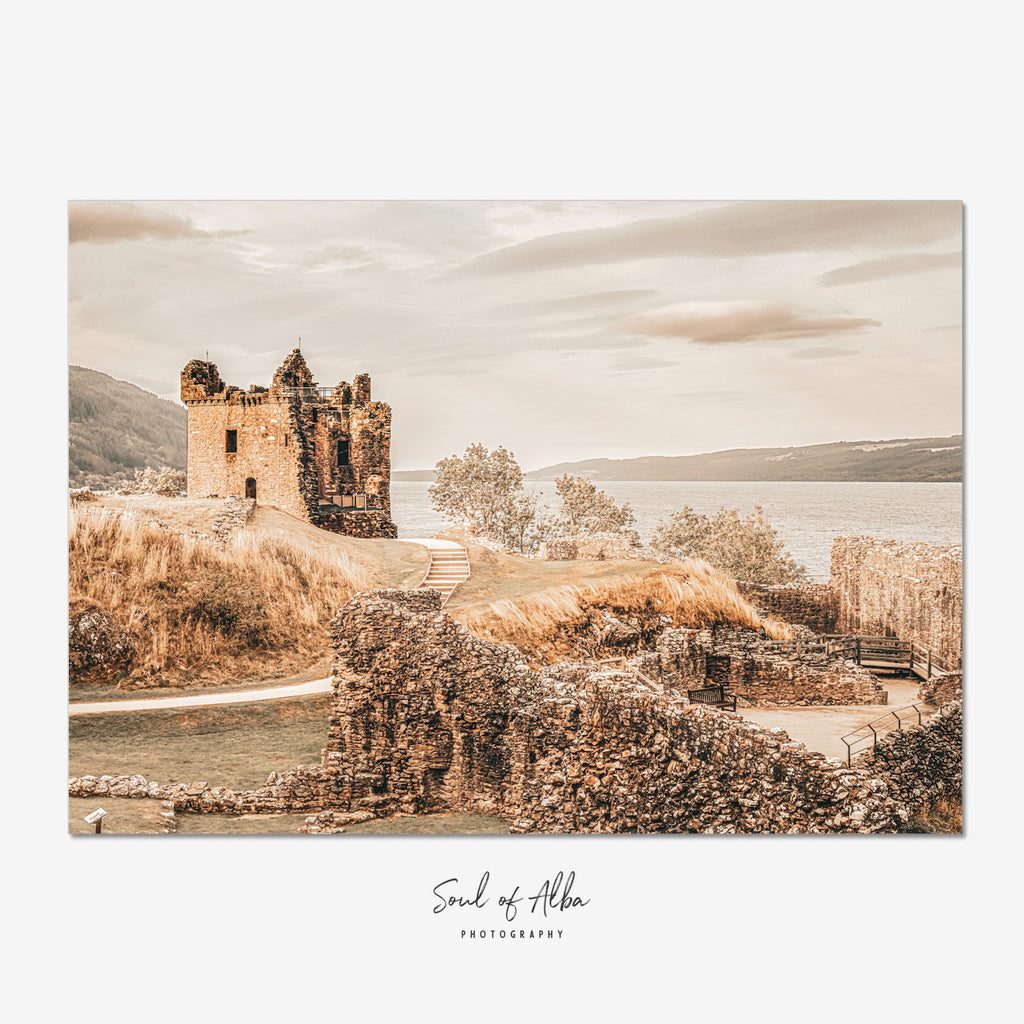Fine art photograph of Urquhart Castle overlooking Loch Ness in the Scottish Highlands.